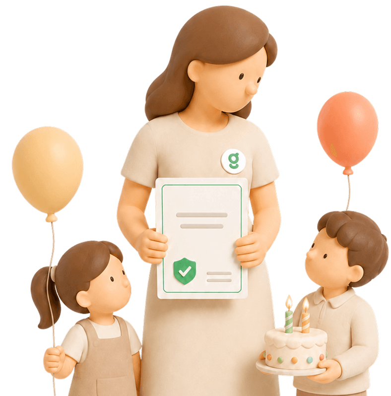 Family with certificate of insurance