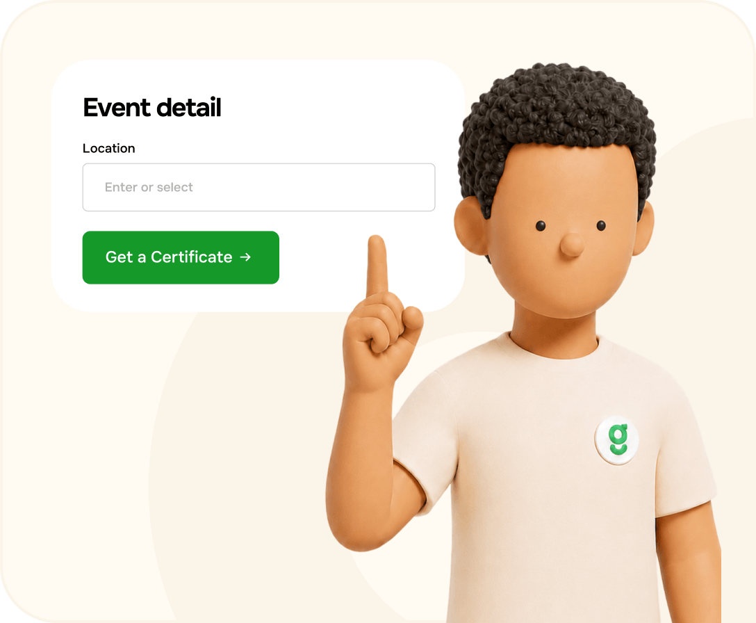 Event detail form with a location field next to a person pointing up